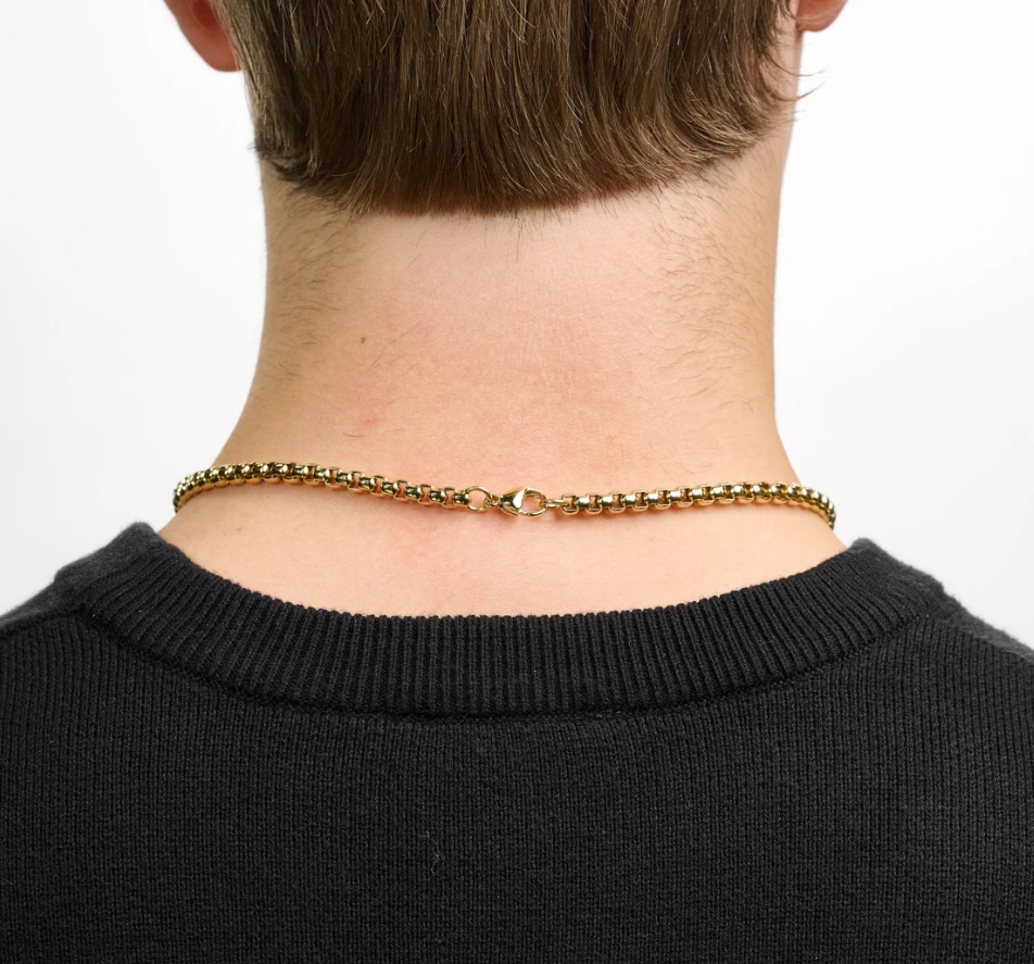 Picture of Box Chain Necklace Solid New Fashion Chain For Men - Golden-m