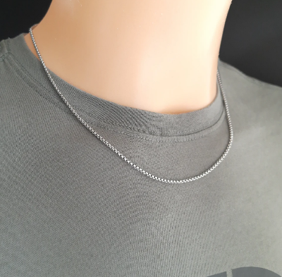 Picture of Tone Rolo Box Chain Stainless Steel Necklace For Men - Silver-m