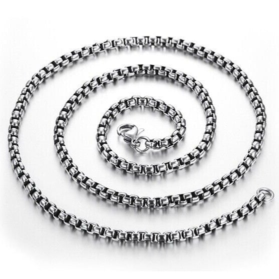 Picture of Tone Rolo Box Chain Stainless Steel Necklace For Men - Silver-m