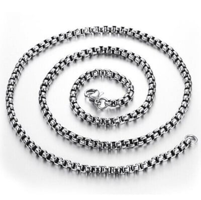 Picture of Tone Rolo Box Chain Stainless Steel Necklace For Men - Silver-m