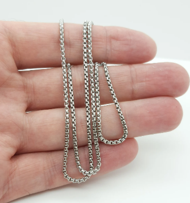 Picture of Tone Rolo Box Chain Stainless Steel Necklace For Men - Silver-m
