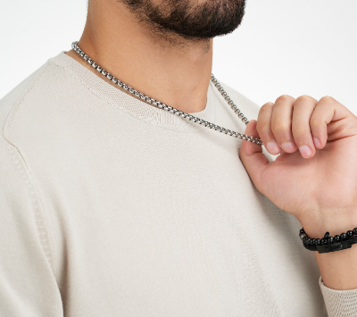 Picture of Stainless Steel Men Round Box Chain Necklace