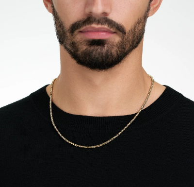 Picture of Fashionable Stainless Steel Box Chain Necklace For Men - Golden-m