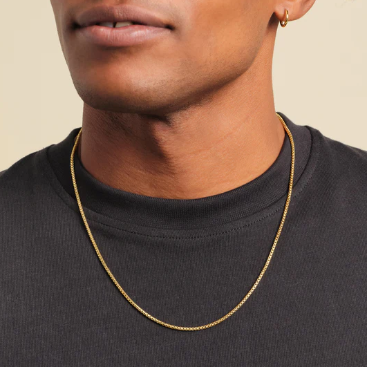 Picture of Fashionable Stainless Steel Box Chain Necklace For Men - Golden-m