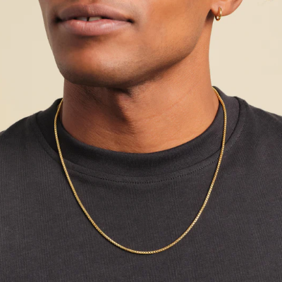 Picture of Fashionable Stainless Steel Box Chain Necklace For Men - Golden-m