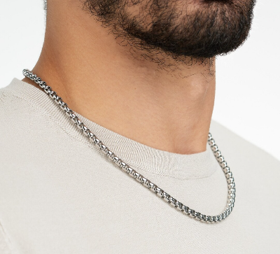 Picture of Men Stainless Steel New Round Box Chain Necklace - Silver-m