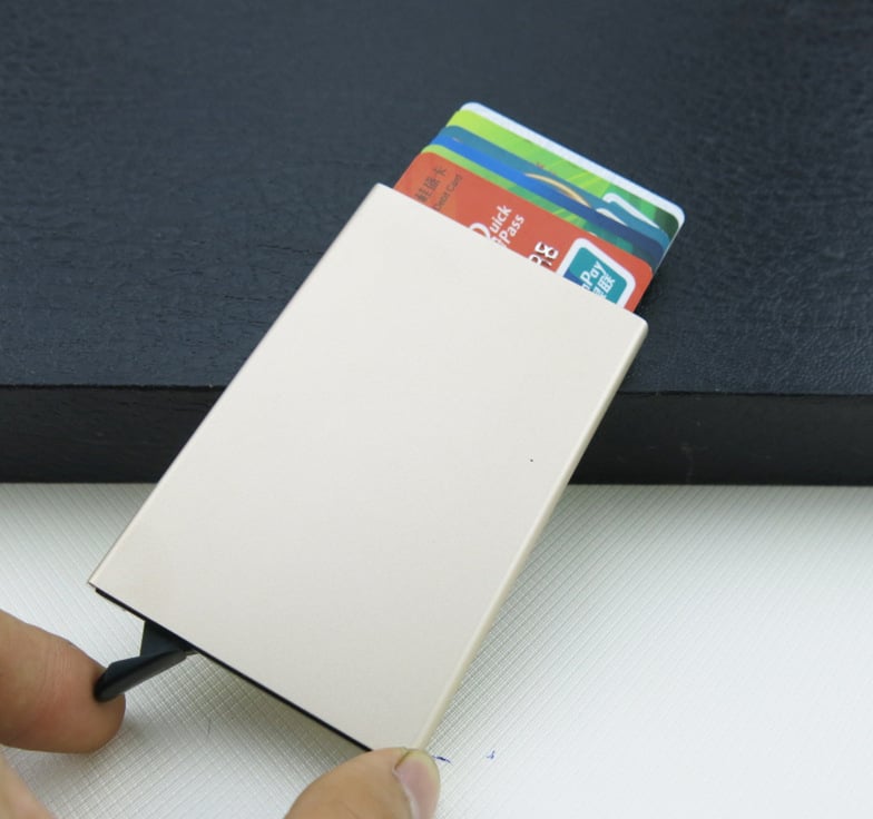 Picture of Automatic Stainless Steel Aluminum Credit Card Holder - Silver