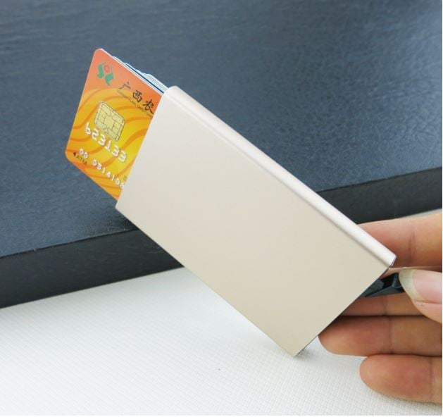 Picture of Automatic Stainless Steel Aluminum Credit Card Holder - Silver
