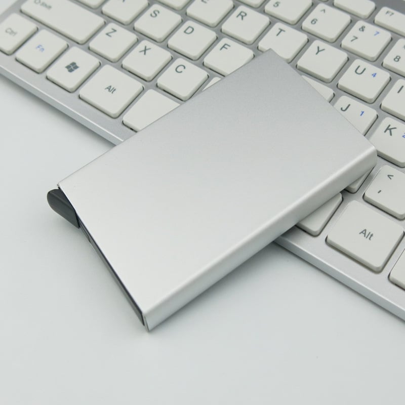 Picture of Automatic Stainless Steel Aluminum Credit Card Holder - Silver