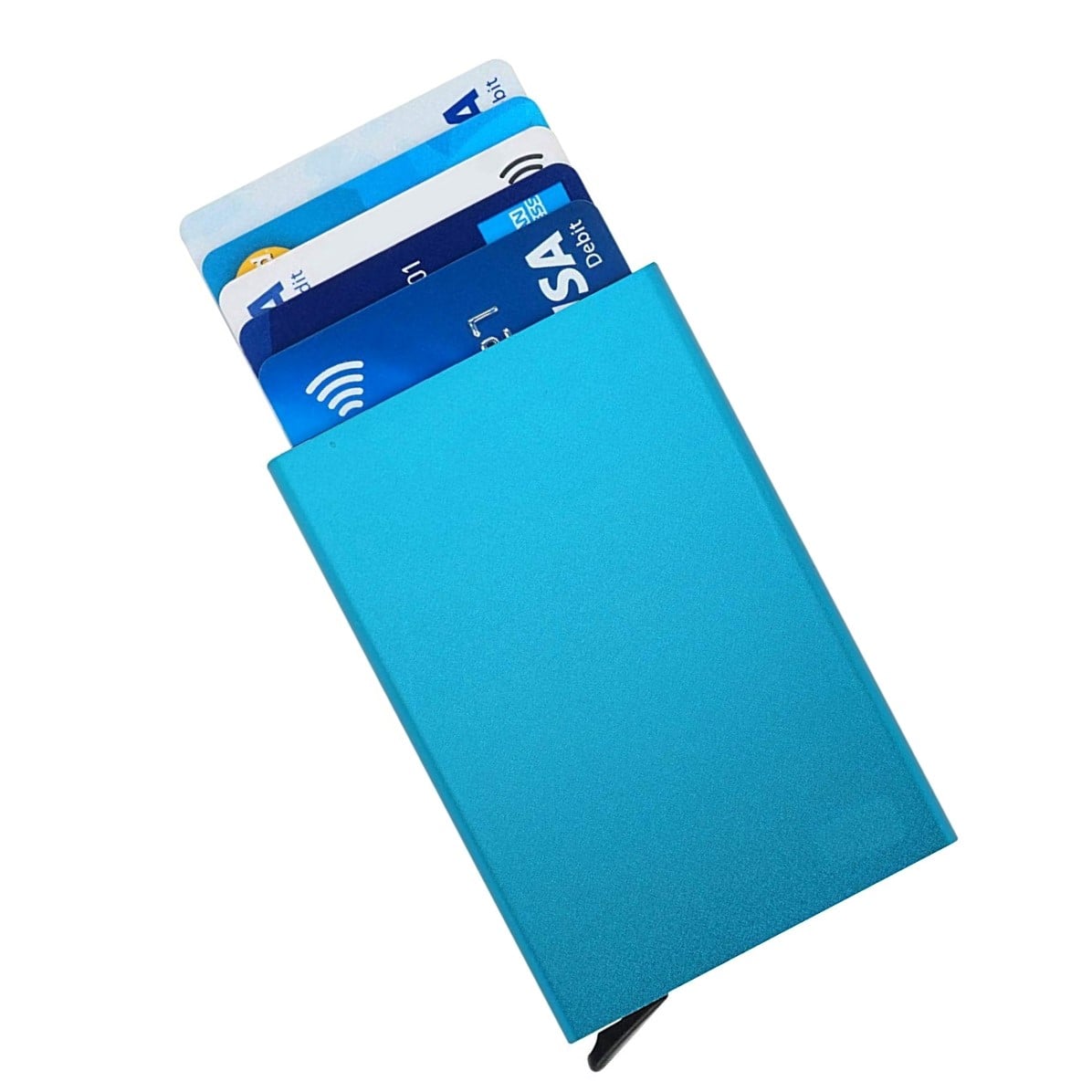 Picture of Automatic Stainless Steel Aluminum Credit Card Holder - Blue