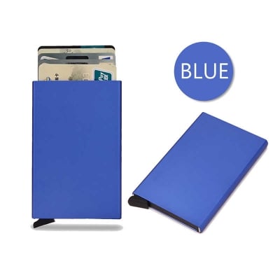 Picture of Automatic Stainless Steel Aluminum Credit Card Holder - Blue