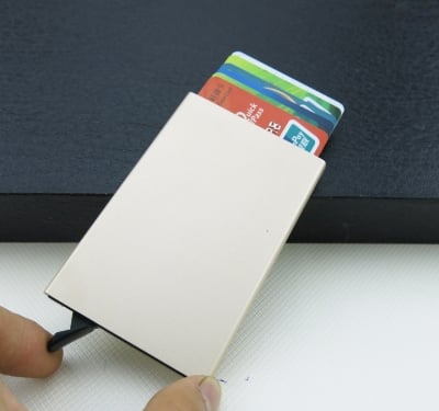 Picture of Automatic Stainless Steel Aluminum Credit Card Holder - Silver