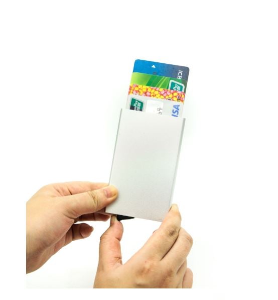Picture of Automatic Stainless Steel Aluminum Credit Card Holder - Silver