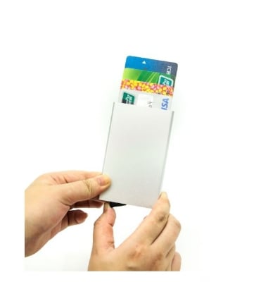 Picture of Automatic Stainless Steel Aluminum Credit Card Holder - Silver