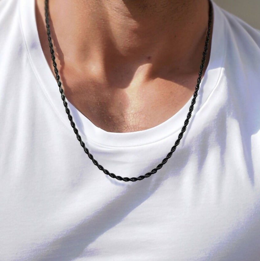 Picture of Fashionable Rofe Link Stainless Steel Chain for Men - Black