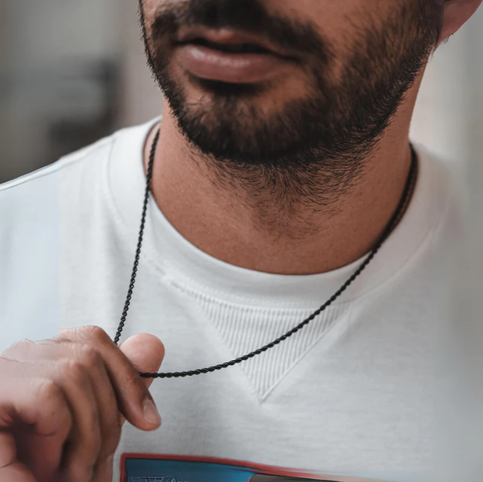 Picture of Stainless Steel Rofe Chain Necklace for Men - Black-m