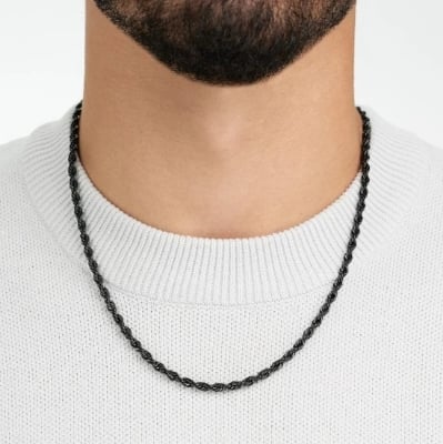 Picture of Tone Rolo Rofe Chain Stainless Steel Necklace For Men - Black-m