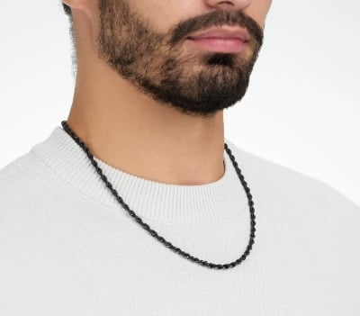Picture of Tone Rolo Rofe Chain Stainless Steel Necklace For Men - Black-m