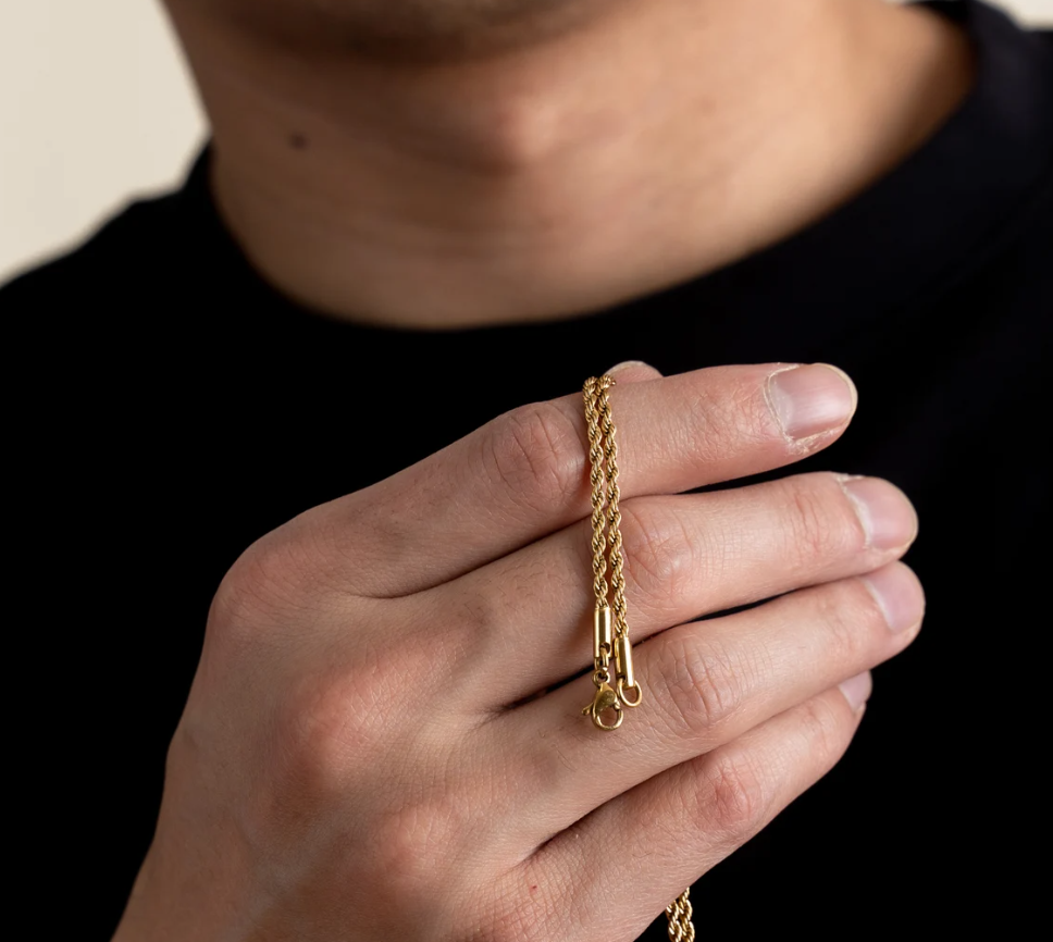 Picture of Stainless Steel Men Rofe Chain Necklace - Golden