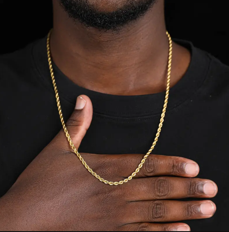 Picture of Rounded Rofe Chain Stainless Steel Necklace For Men & Boy - Golden-m