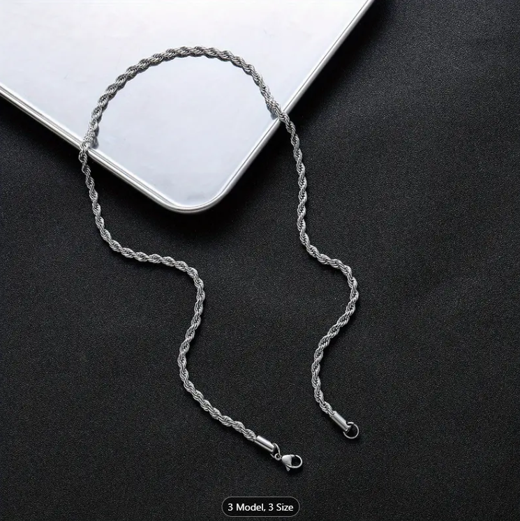 Picture of New Rofe Link Stainless Steel Necklace Chain For Men Round Rofe Chain - Silver-m