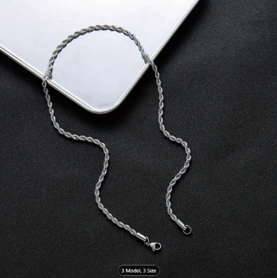 Picture of New Rofe Link Stainless Steel Necklace Chain For Men Round Rofe Chain - Silver-m