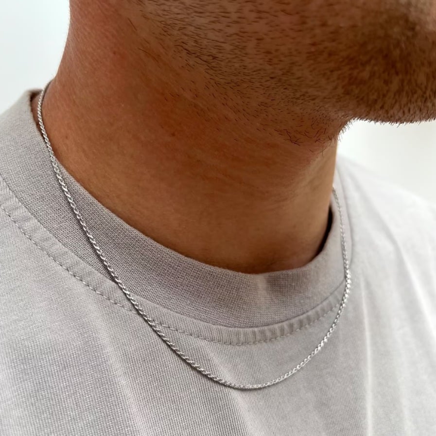 Picture of New Rofe Link Stainless Steel Necklace Chain For Men Round Rofe Chain - Silver-m