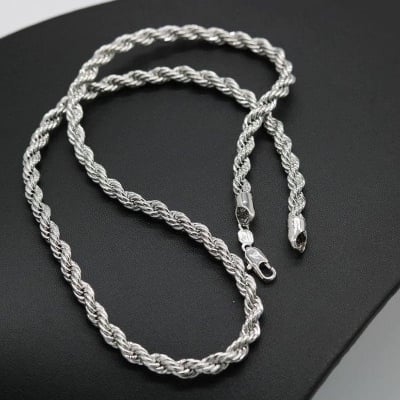 Picture of Men Stainless Steel New Round Rofe Chain Necklace - Silver-m