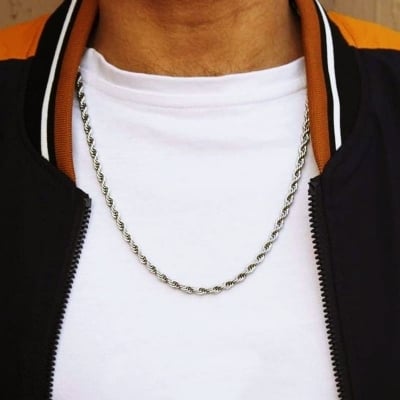 Picture of Men Stainless Steel New Round Rofe Chain Necklace - Silver-m