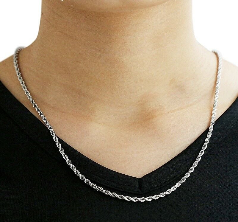 Picture of Men Stainless Steel New Round Rofe Chain Necklace - Silver-m