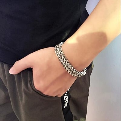 Picture of Men's Silver Flat Curb Chain Bracelet - Silver