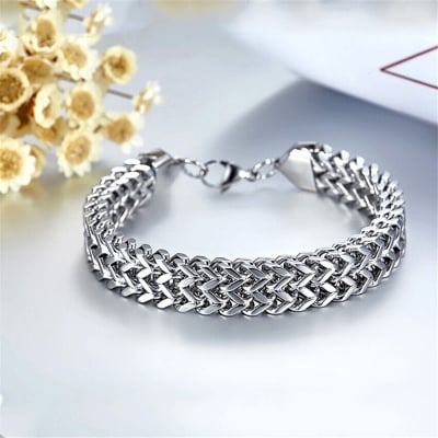 Picture of Men's Silver Flat Curb Chain Bracelet - Silver