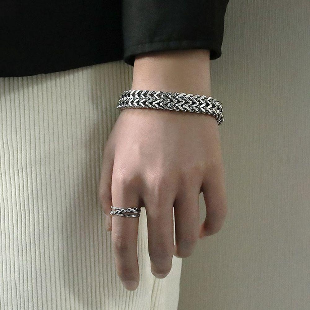 Picture of Men's Silver Flat Curb Chain Bracelet - Silver
