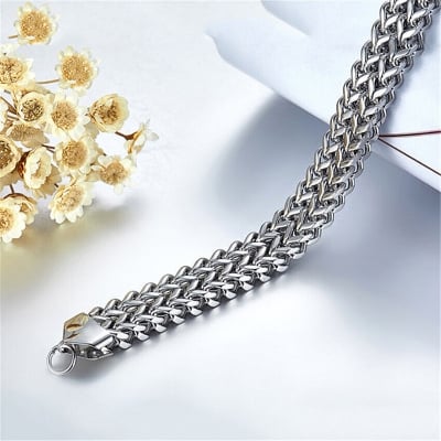 Picture of Men's Silver Flat Curb Chain Bracelet - Silver