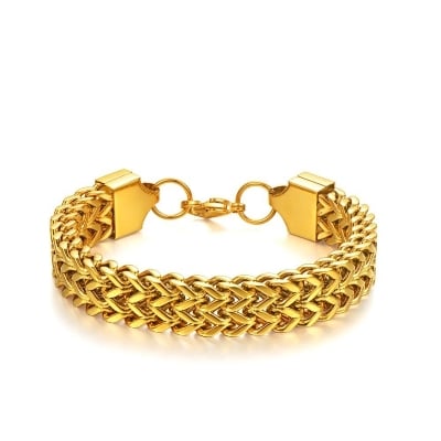 Picture of Stainless Steel Chain Bracelets For Man - Gold