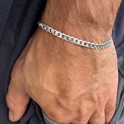 Picture of Silver Metal Bracelet For Men - Silver
