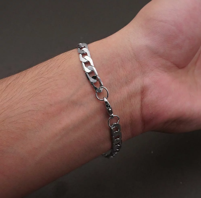 Picture of Silver Metal Bracelet For Men - Silver