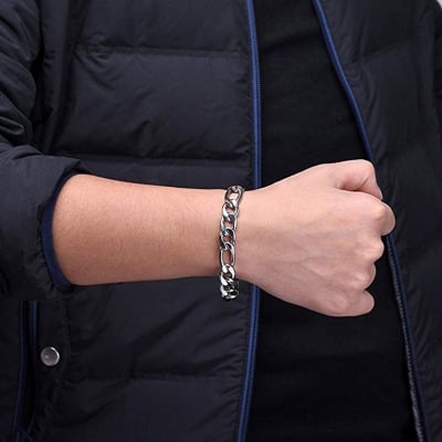 Picture of Stainless Steel Silver Bracelet For Men - Silver