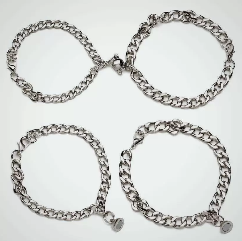 Picture of Heart Bracelet Chain Link Bangle Fashion Gifts Bracelets Stainless Steel Women men - Silver