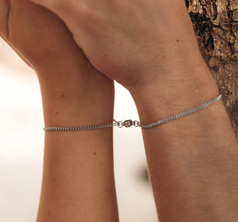 Picture of Heart Shaped Charms  Bracelets  Fashion Stainless Steel Link Bracelet - Silver