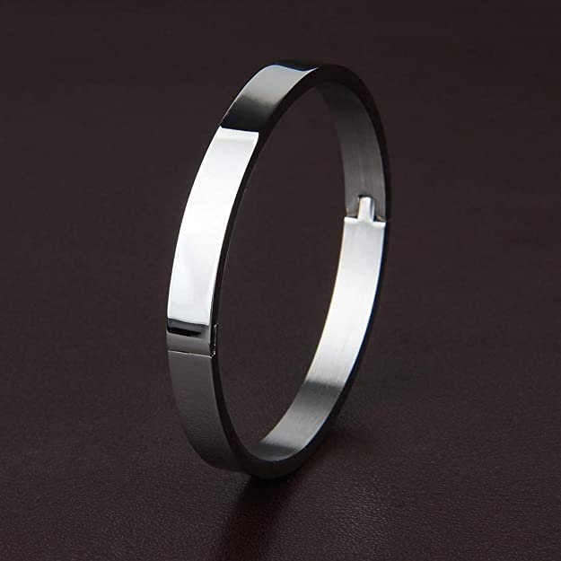 Picture of Round Cuff Bracelet For Men- Silver - Silver