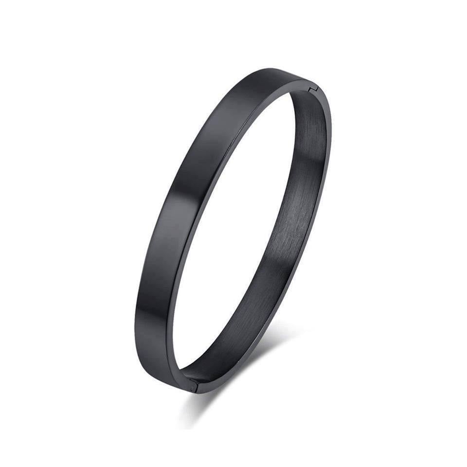 Picture of Men Stainless Steel Free Size Bangle Bracelet For Men - Black