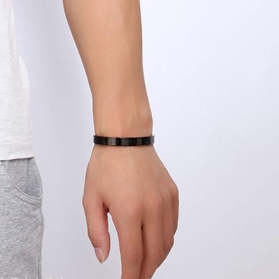 Picture of Men Stainless Steel Free Size Bangle Bracelet For Men - Black
