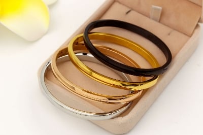 Picture of Black Stylish Round Cuff Bracelet For Men - Black