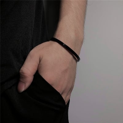 Picture of Men Stainless Steel Free Size Bracelet For Men - Black