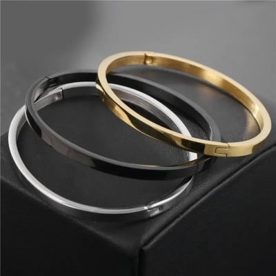 Picture of Men Stainless Steel Free Size Bracelet For Men - Black