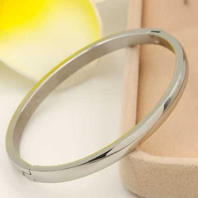 Picture of Men's Powerful Stainless Steel Round Cuff Bracelet - Silver