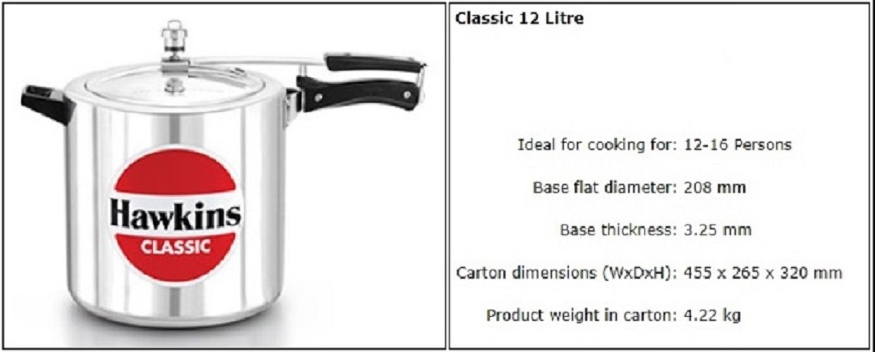 Picture of Hawkins Classic Pressure Cooker 12L Silver