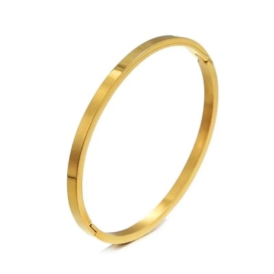 Picture of Free Size Stainless Steel Trandy Kadaa Bracelet For Men - Gold
