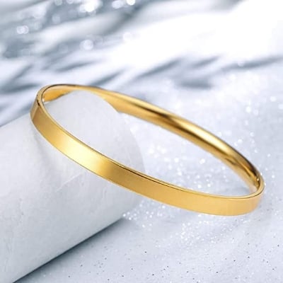 Picture of Titanium Stainless Steel Cuff Bracelets- Golden - Gold